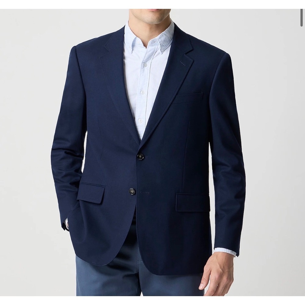 J.Crew Mens 44R Thompson Classic University Blazer Navy Blue Wool Blend BX236